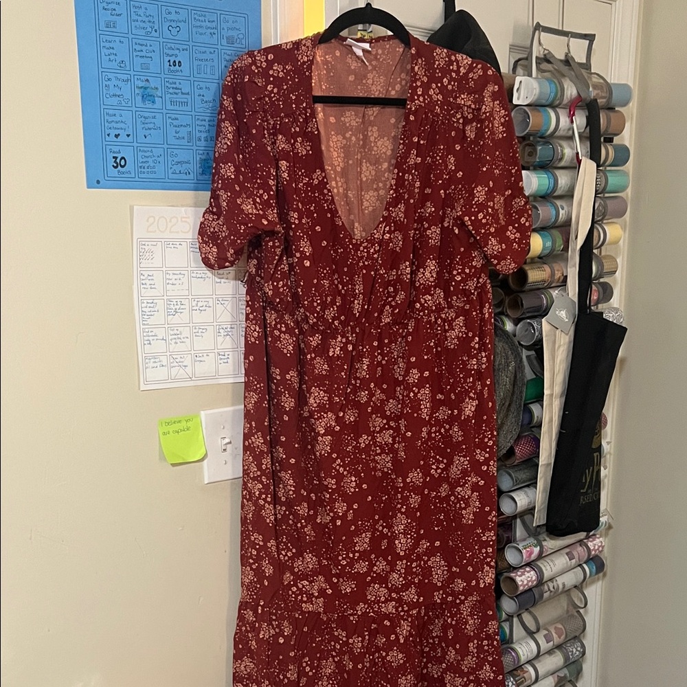 Isabel Maternity by Ingrid & Isabel Floral Burgundy Midi Dress